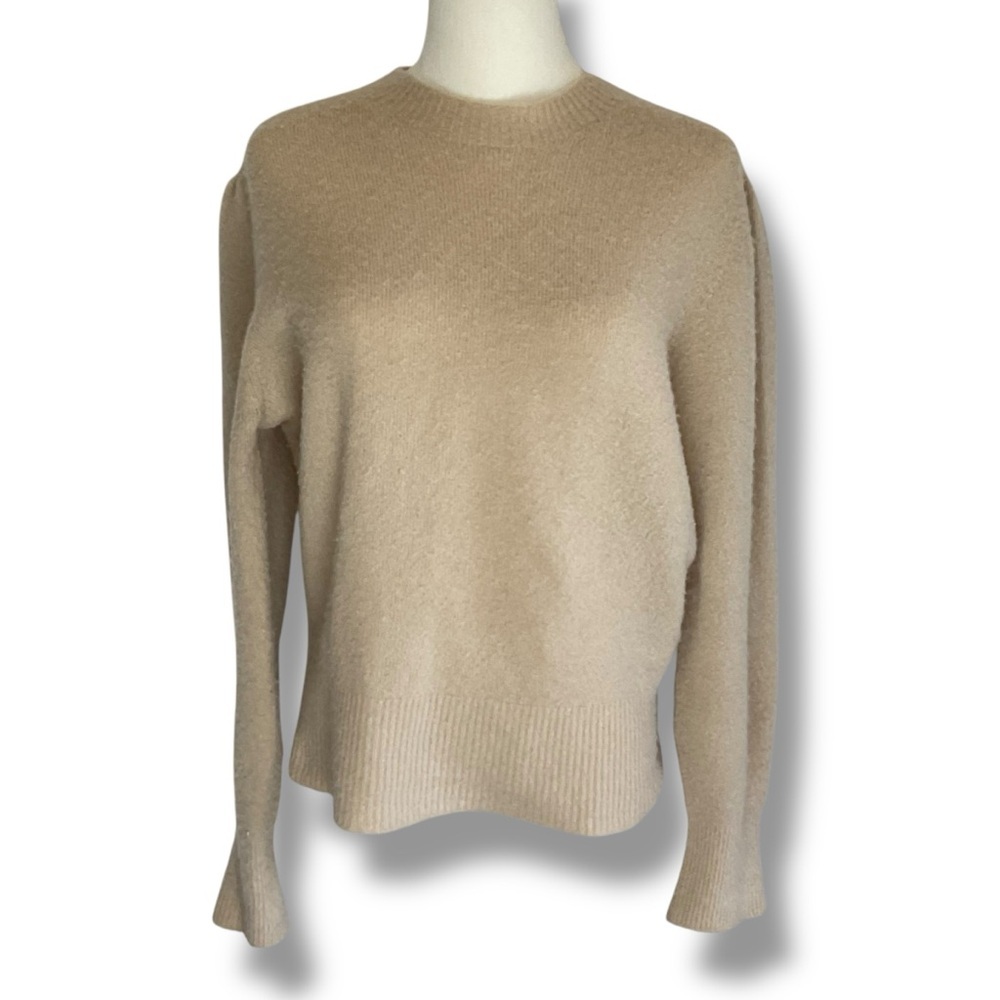 Bianco & Blu Sweater‎ Alpaca Wool Blend Beige Cream Crew Neck Knit Size Medium